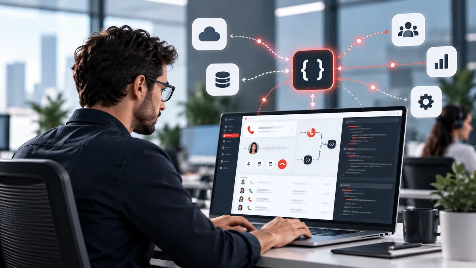 Telefon sistemi ile iş uygulamalarını bağlayan API ve veri akışı