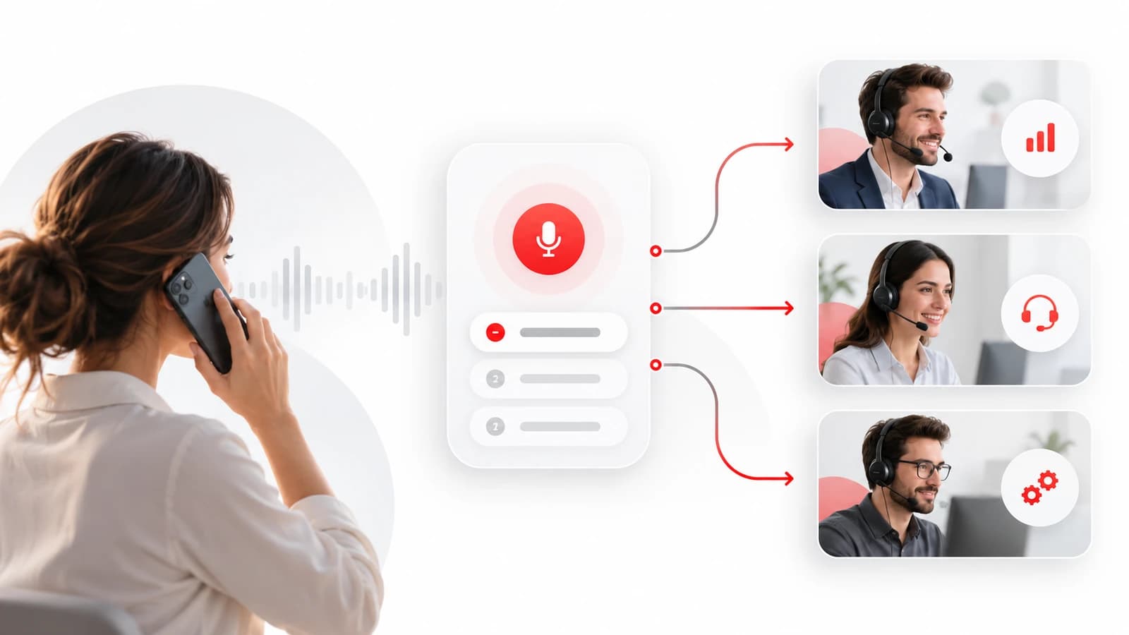 IVR sesli yanıt menüsünden farklı ekiplere yönlenen çağrı akışı