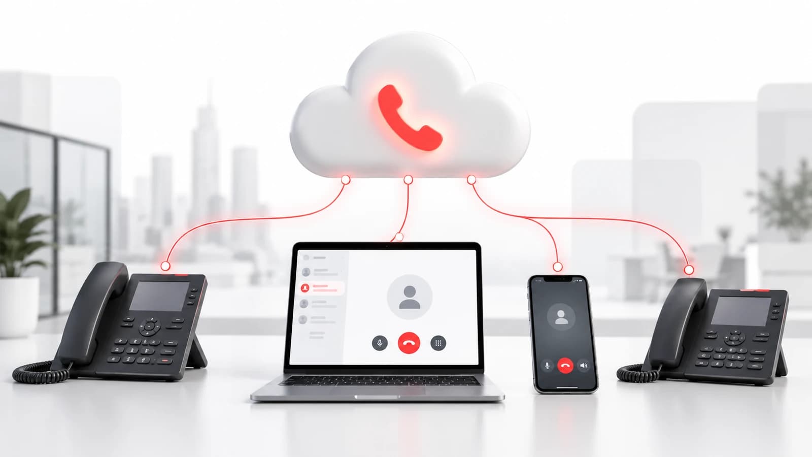 Bulut santral üzerinden masa telefonu, bilgisayar ve mobil cihazların bağlantısı